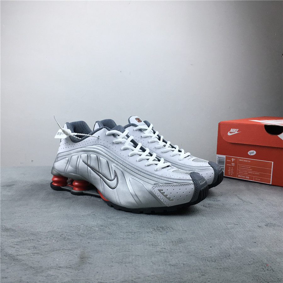 2019 Nike Shox R4 Silver Grey Red Shoes